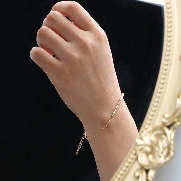 NWT Wool + Pepper Co. Morse Code Gold Bracelet - BLESSED - Picture 3 of 5